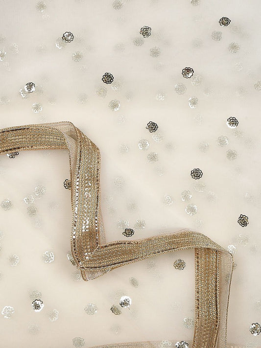 White Embellished Net Dupatta