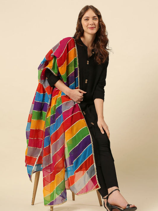 Multicolour Georgette Dupatta with Gotta Work