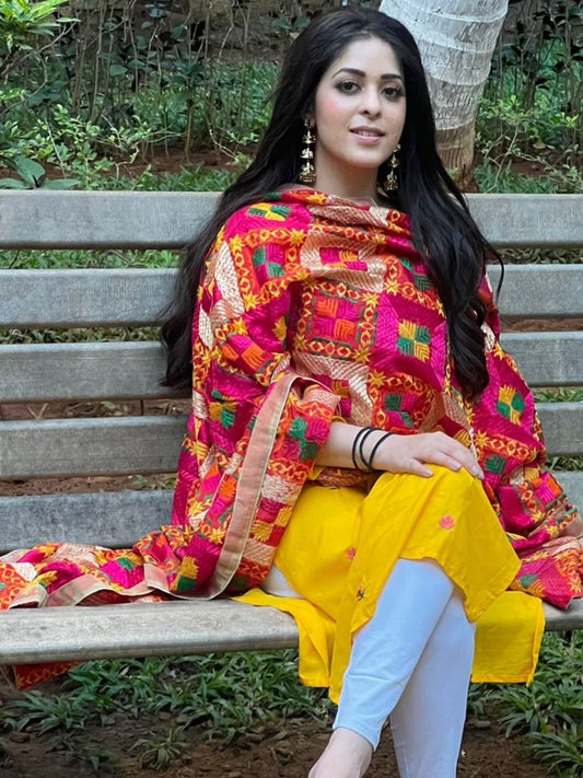 Multicoloured Heavy Phulkari Dupatta