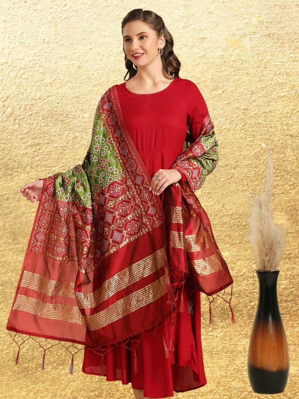 Maroon Mehendi Green