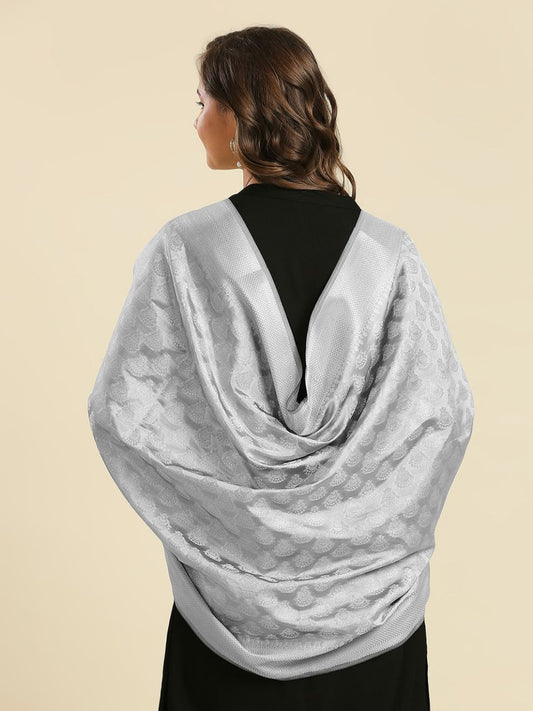 Silver Banarasi Silk Dupatta