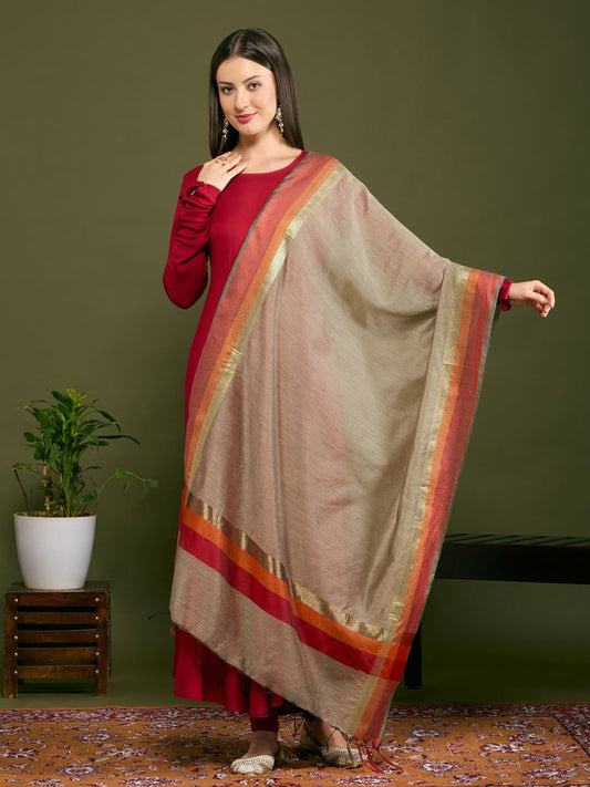 Champagne Gold Chanderi Silk Dupatta with