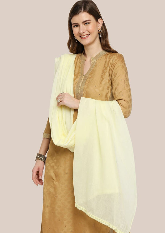 Lemon Yellow Solid Pure Cotton Dupatta