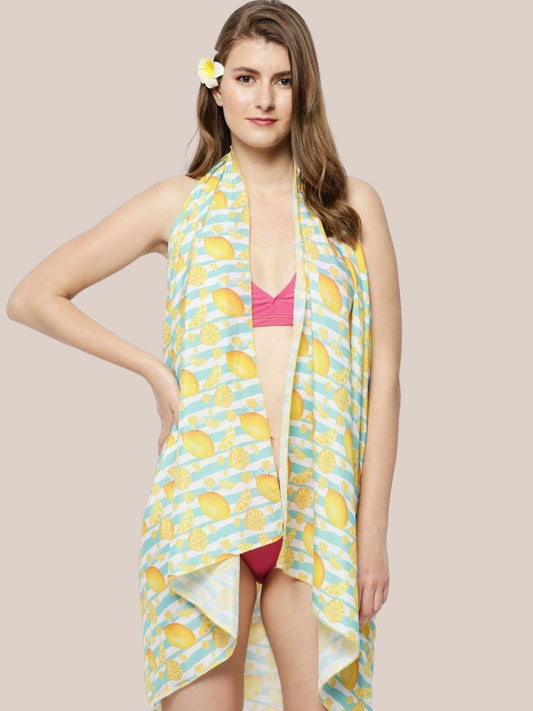 Quirky Lemon Printed Crepe Sarong.