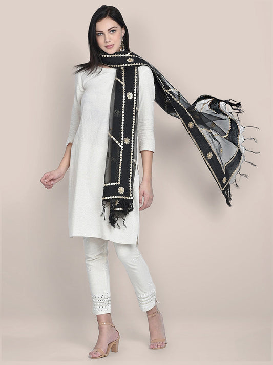 Black Organza Dupatta with Gotta Patti Work. freeshipping - Dupatta Bazaar