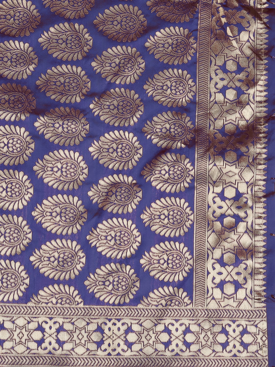 Men's Navy Blue Banarasi Silk Stole freeshipping - Dupatta Bazaar