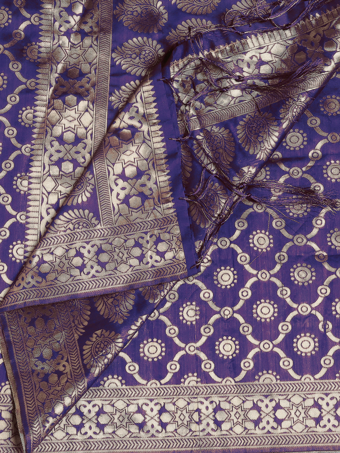 Men's Navy Blue Banarasi Silk Stole freeshipping - Dupatta Bazaar