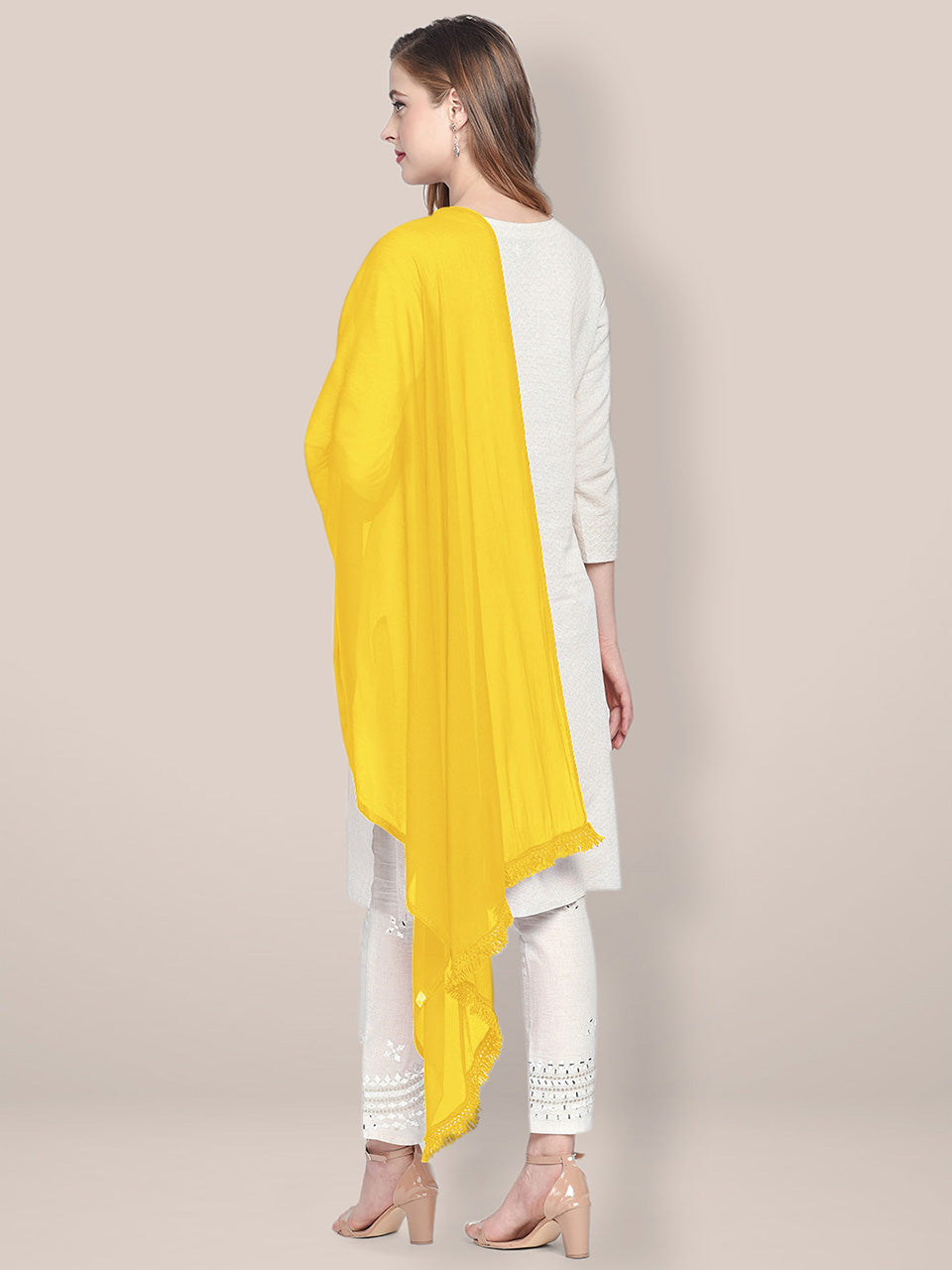 Lemon Yellow Chiffon Dupatta freeshipping - Dupatta Bazaar
