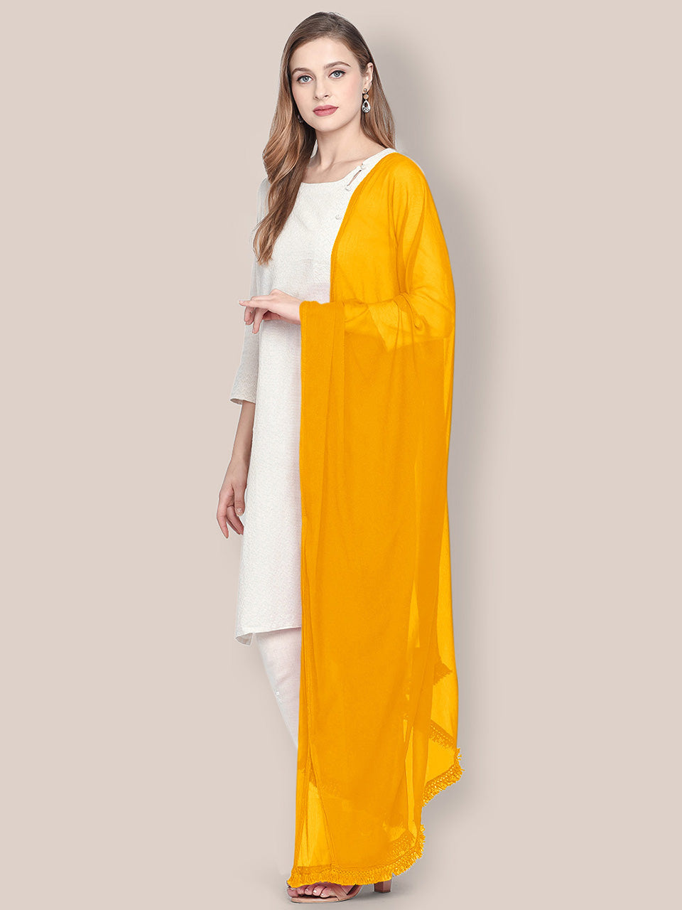 Mango Yellow Chiffon Dupatta freeshipping - Dupatta Bazaar