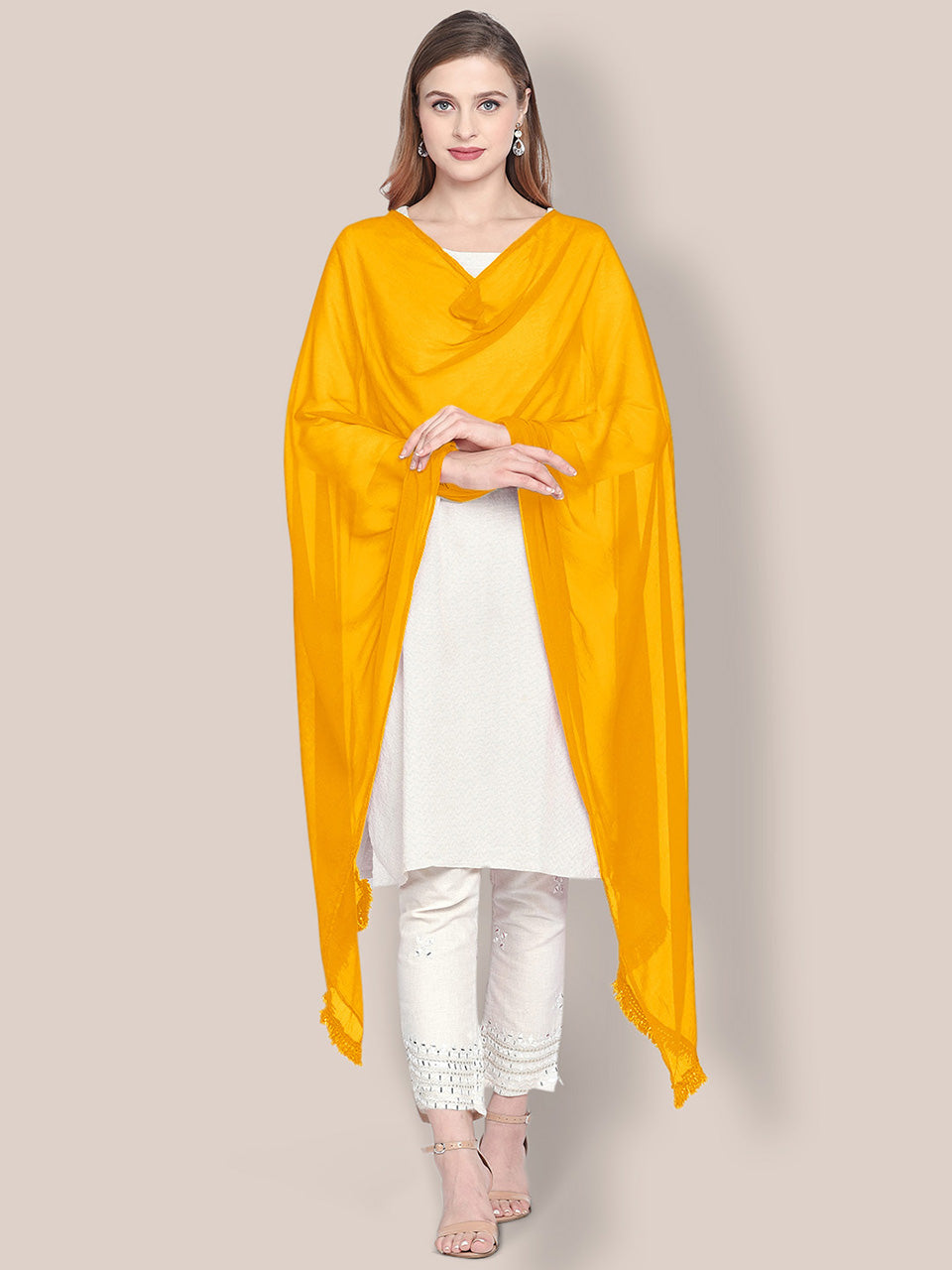 Mango Yellow Chiffon Dupatta freeshipping - Dupatta Bazaar
