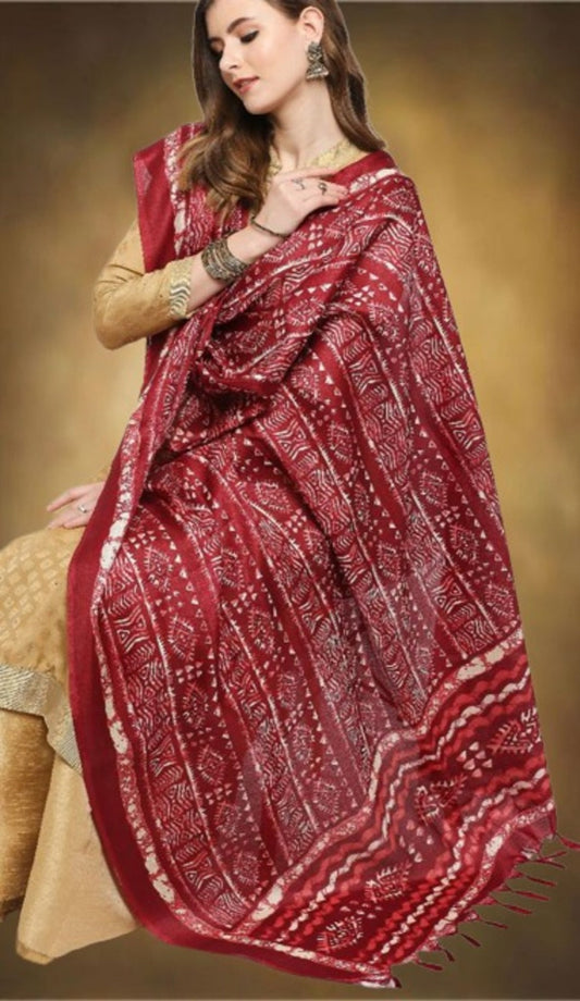 Batik Printed Art Silk Dupatta
