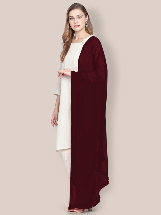 Maroon Chiffon Dupatta freeshipping - Dupatta Bazaar
