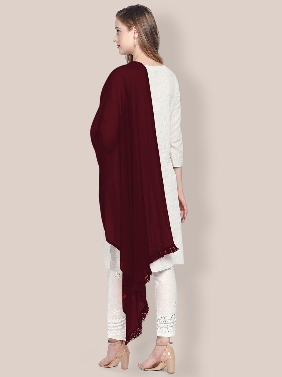 Maroon Chiffon Dupatta freeshipping - Dupatta Bazaar