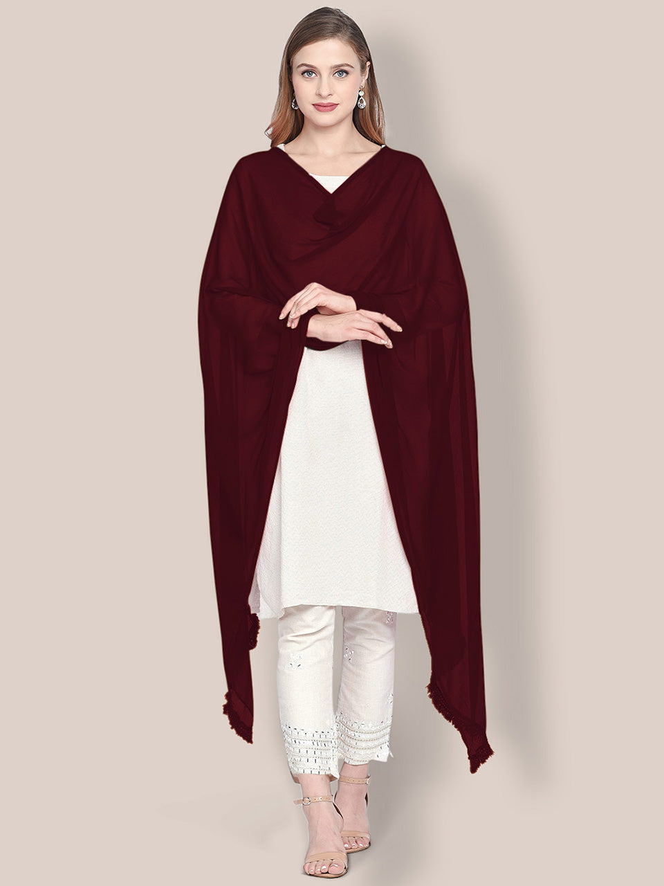 Maroon Chiffon Dupatta freeshipping - Dupatta Bazaar