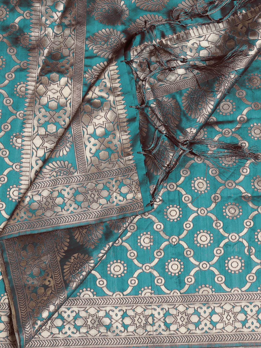Men's Rama Green Banarasi Silk Stole freeshipping - Dupatta Bazaar