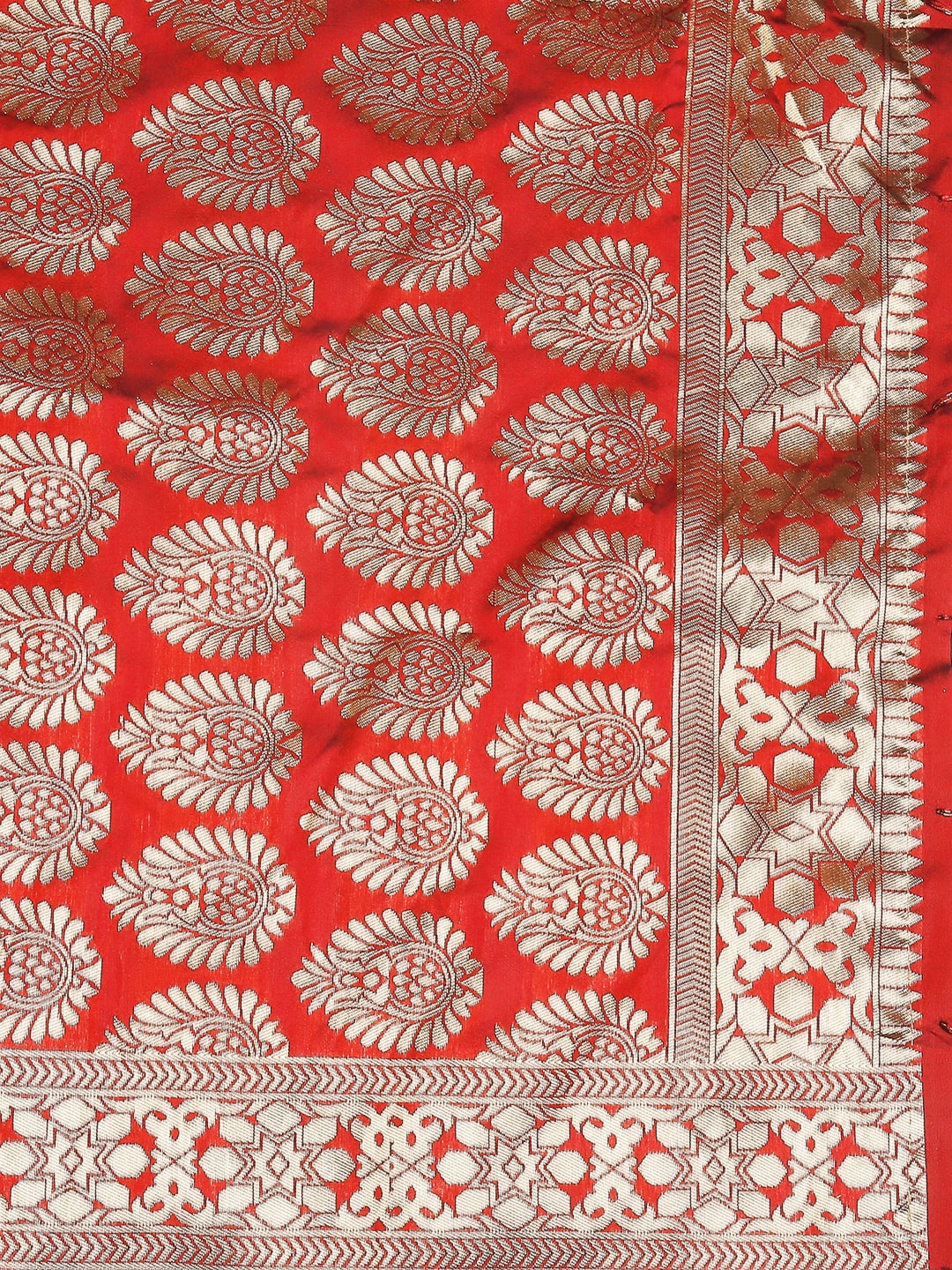 Men's Red Banarasi Silk Stole freeshipping - Dupatta Bazaar