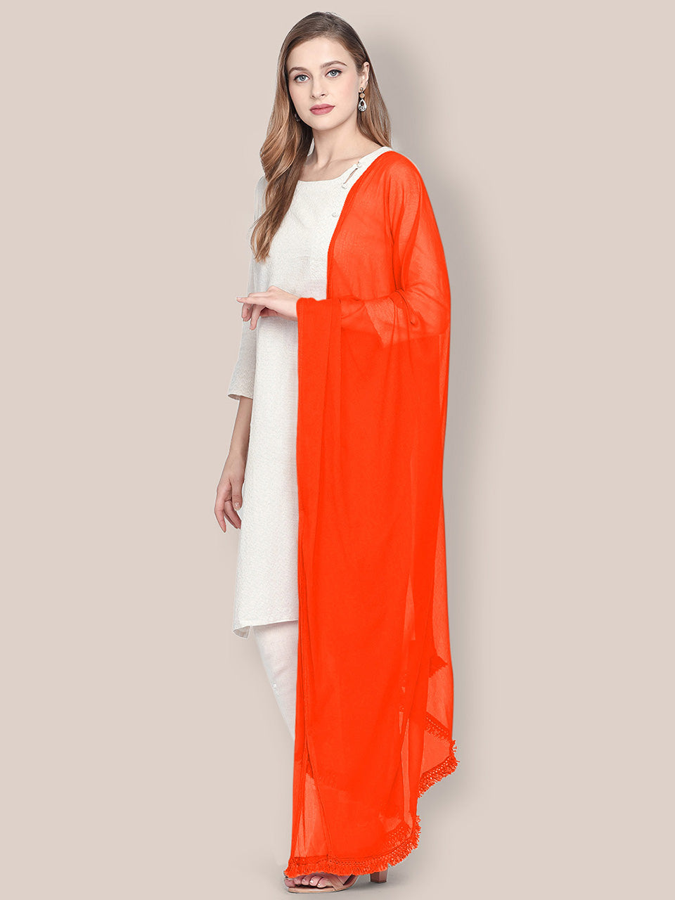 Orange Chiffon Dupatta freeshipping - Dupatta Bazaar