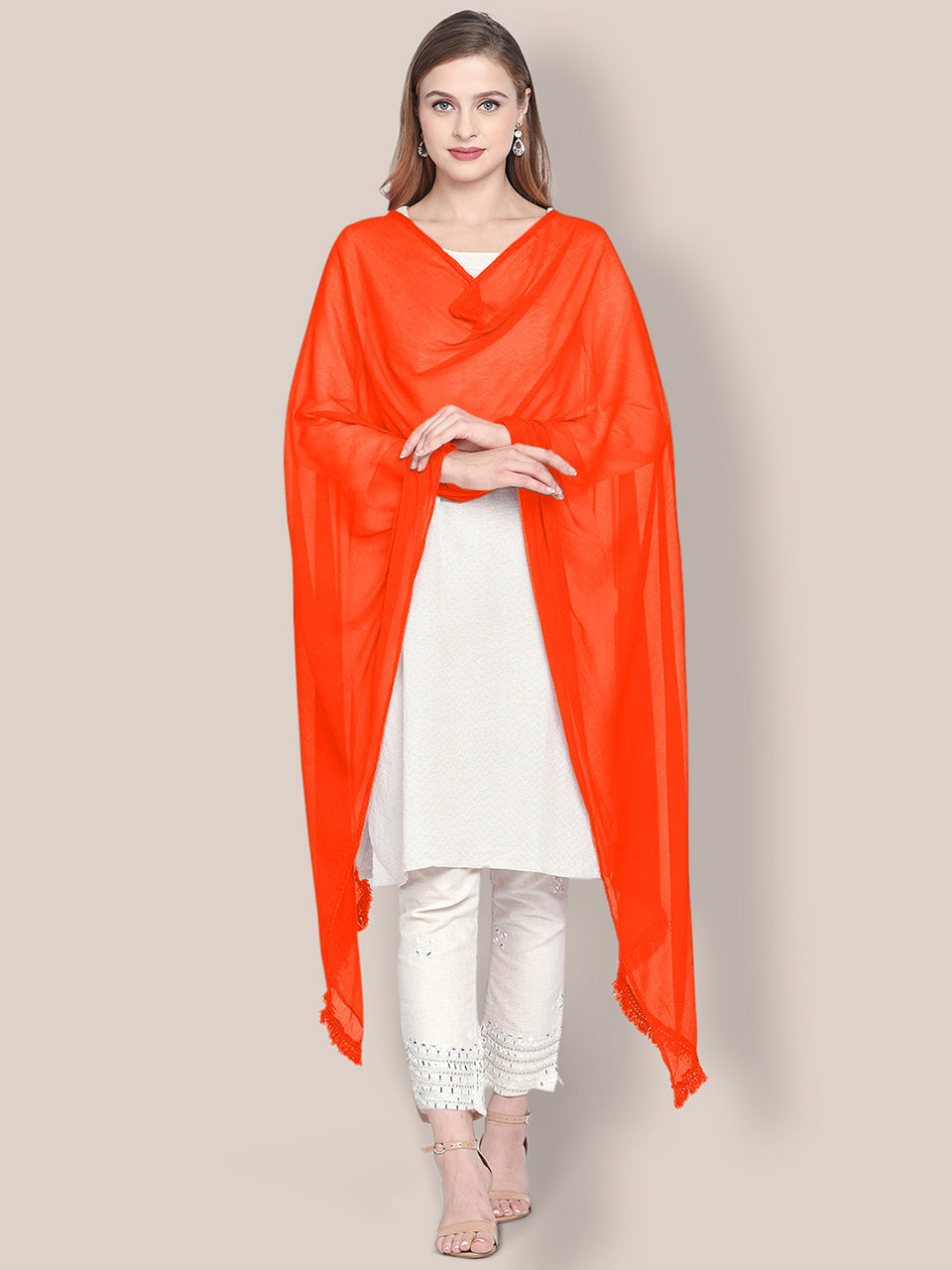 Orange Chiffon Dupatta freeshipping - Dupatta Bazaar