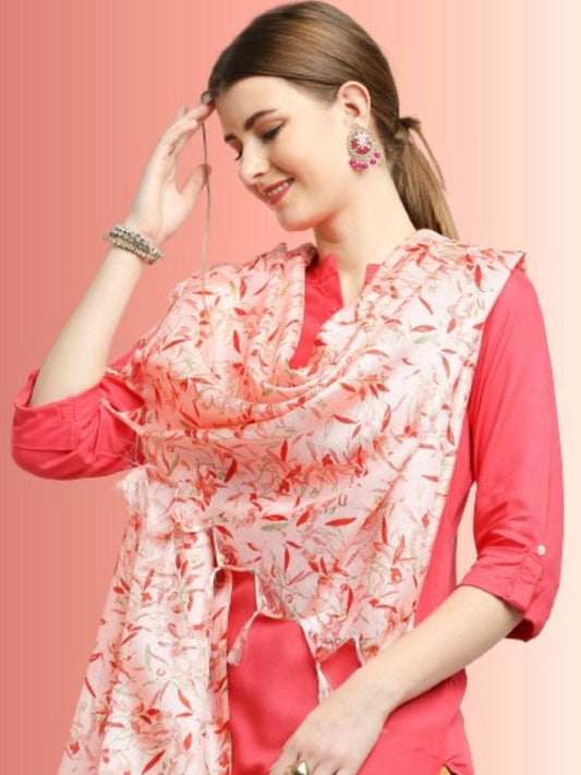 Leaf Printed Art Silk Dupatta