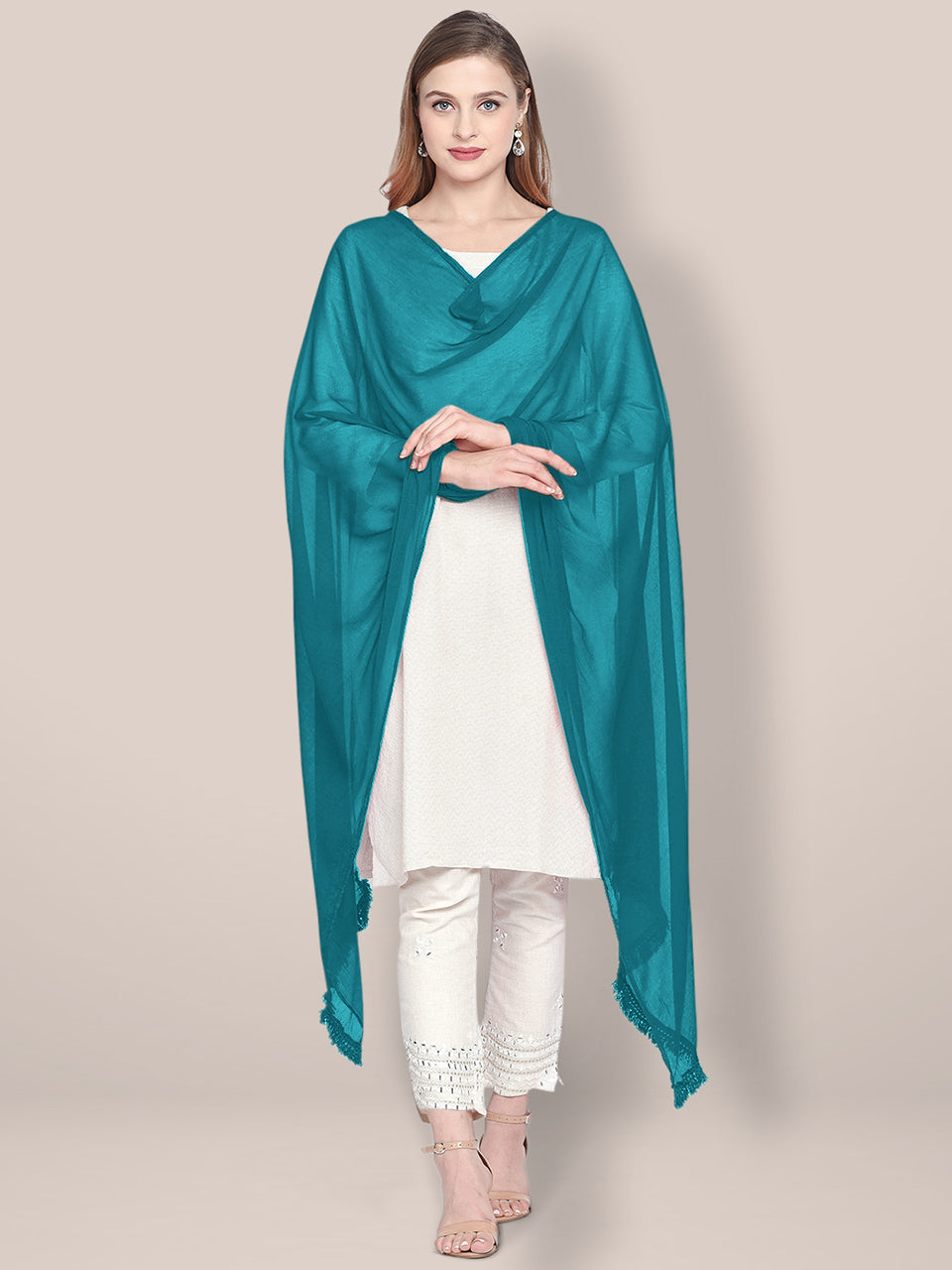 Teal Blue Chiffon Dupatta freeshipping - Dupatta Bazaar