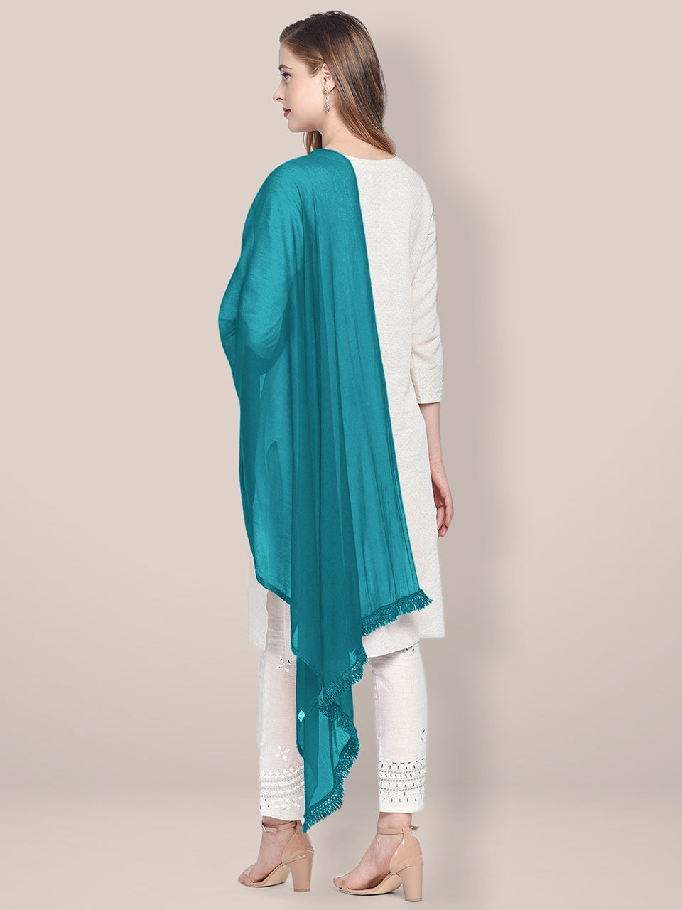 Teal Blue Chiffon Dupatta freeshipping - Dupatta Bazaar