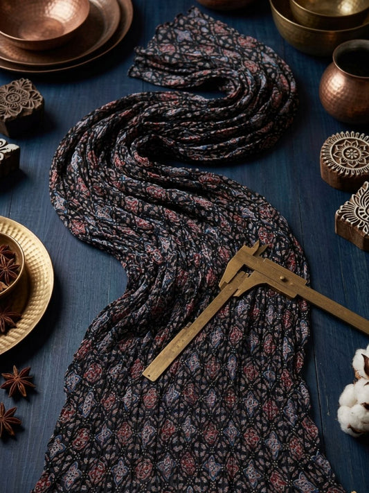 Black , Blue & Maroon Pure Cotton Dupatta in Ethnic Print